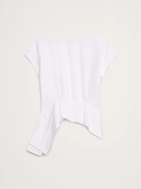Cotton Poplin Boatneck Asymmetrical Top