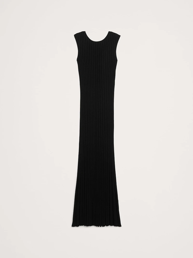 SCULPTED RIBBED BACKLESS MAXI DRESS