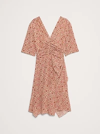 Matte Silk Ruched-Front Dress