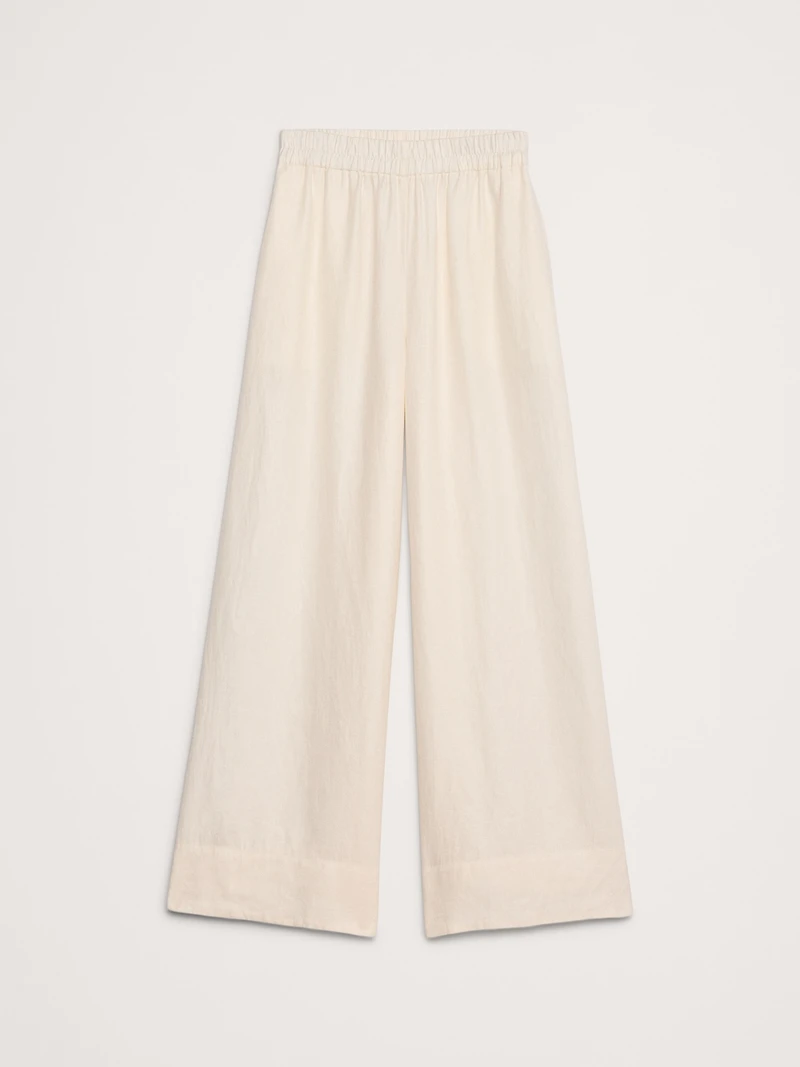 High-Rise Wide-Leg Linen Pull-On Ankle Pant