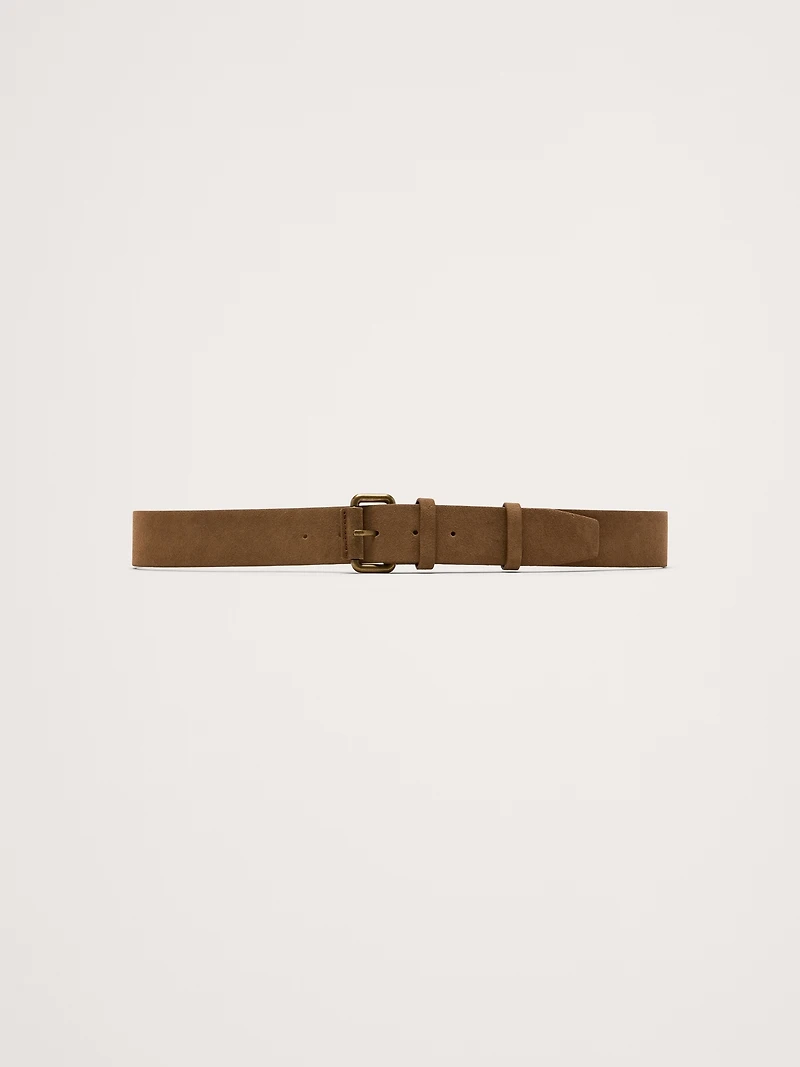 Leather Belt with Covered Roller Buckle