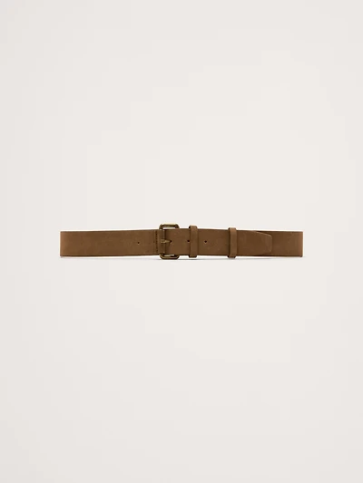 Leather Belt with Covered Roller Buckle