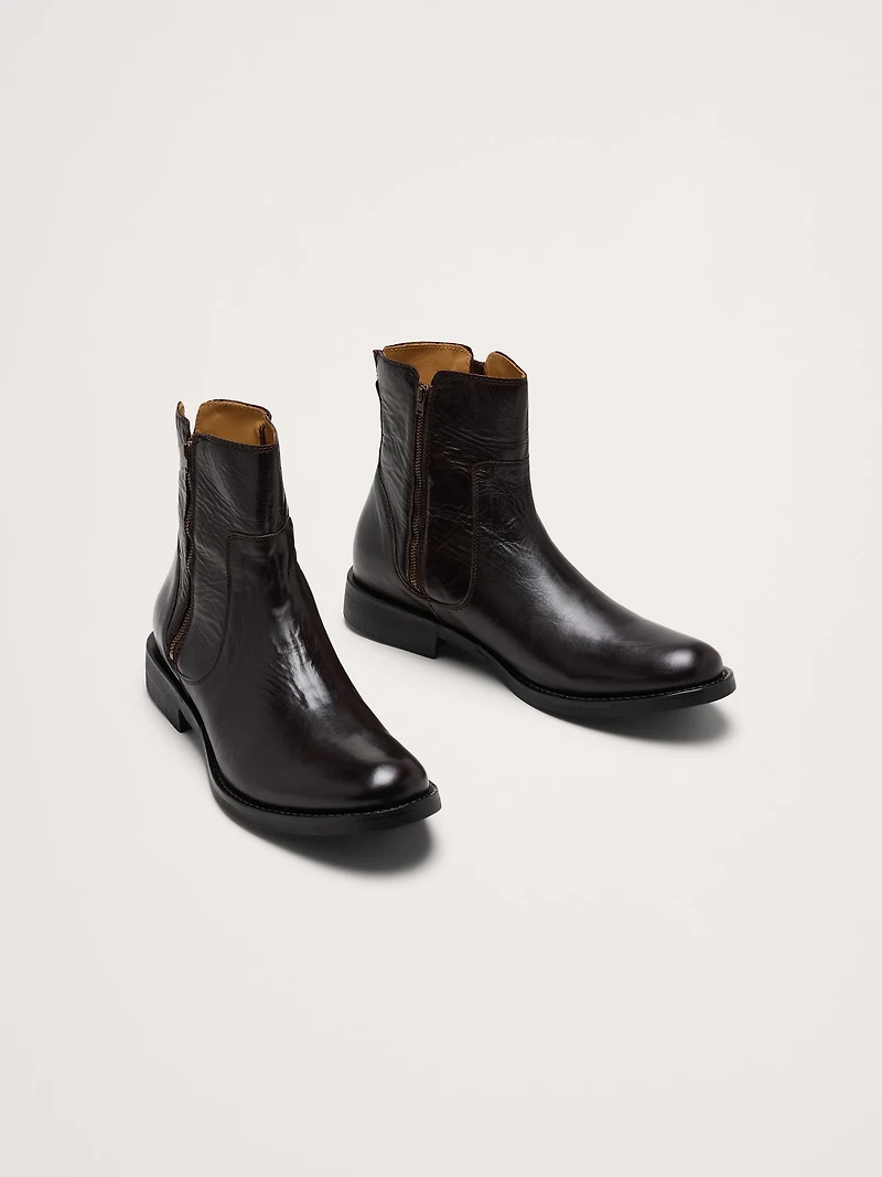 Leather Double-Zip Boot