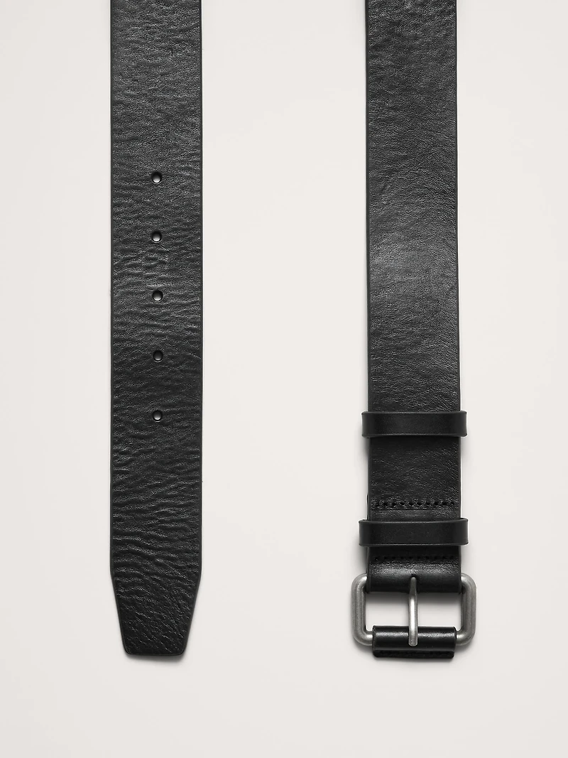 Leather Belt with Covered Roller Buckle