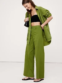 HIGH-RISE WIDE-LEG STRETCH-COTTON TWILL PANT