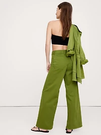 HIGH-RISE WIDE-LEG STRETCH-COTTON TWILL PANT