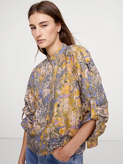 Cotton Poplin Zip Popover Top