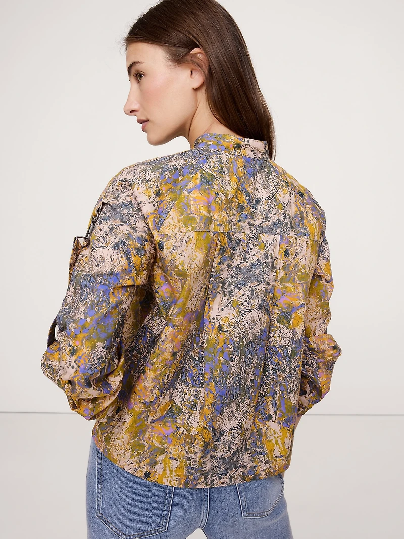 Cotton Poplin Zip Popover Top