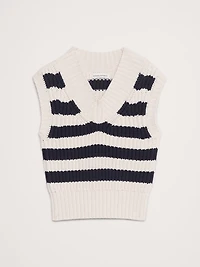 Cotton V-Neck Cropped Sweater Vest