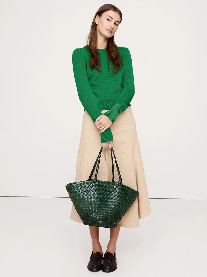 Cotton-Silk Crew-Neck Sweater