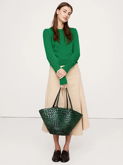 Cotton-Silk Crew-Neck Sweater