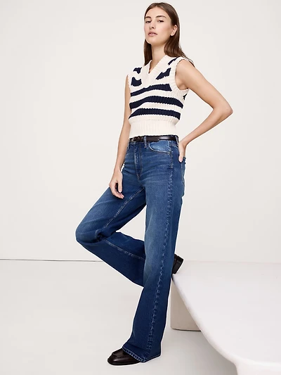 Cotton V-Neck Cropped Sweater Vest
