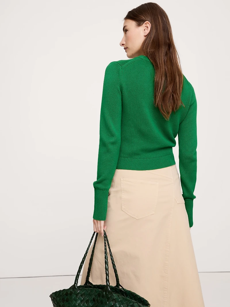 Cotton-Silk Crew-Neck Sweater