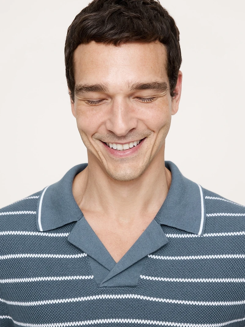 Texture Stripe Cotton Polo