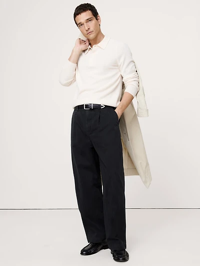 LOOSE LIGHTWEIGHT COTTON PLEATED CHINO
