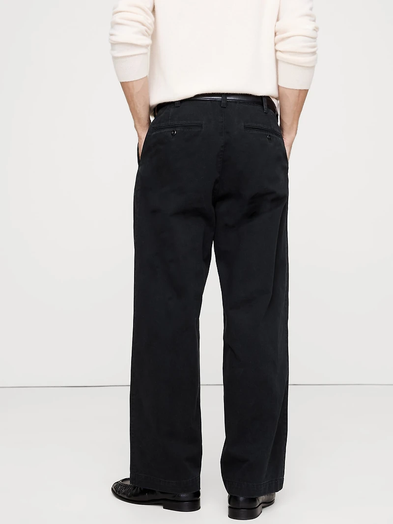 LOOSE LIGHTWEIGHT COTTON PLEATED CHINO