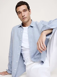 TEXTURED SHIRT WITH LINEN