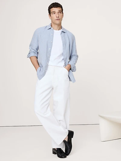 TEXTURED SHIRT WITH LINEN