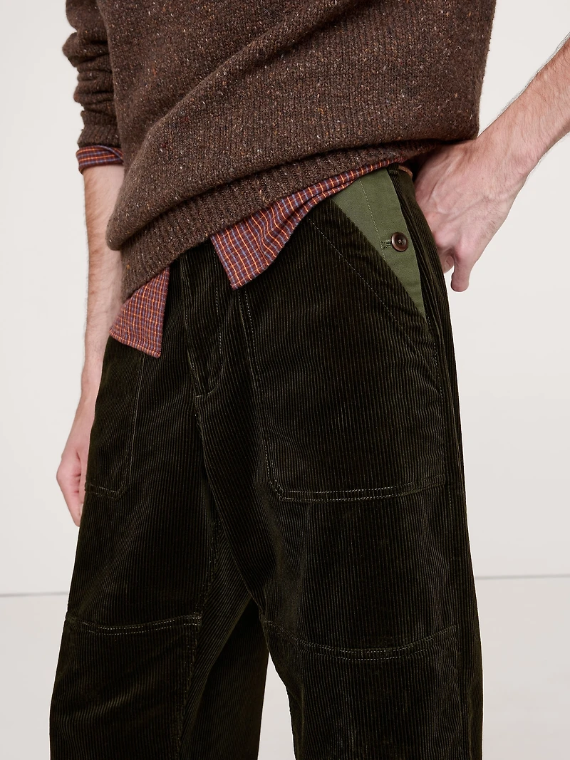 Loose Corduroy & Canvas Gardener Pant