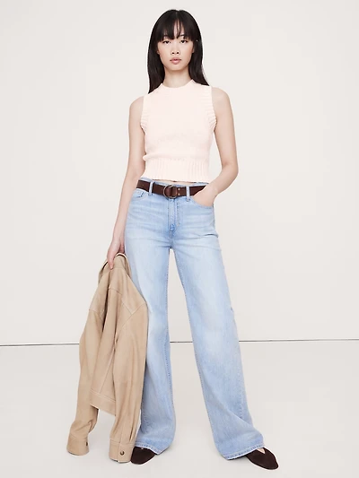 COTTON-SILK CROPPED SWEATER TANK