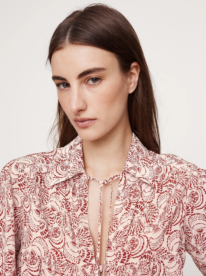 Matte Silk Tie-Front Shirt
