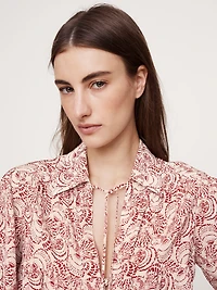 Matte Silk Tie-Front Shirt