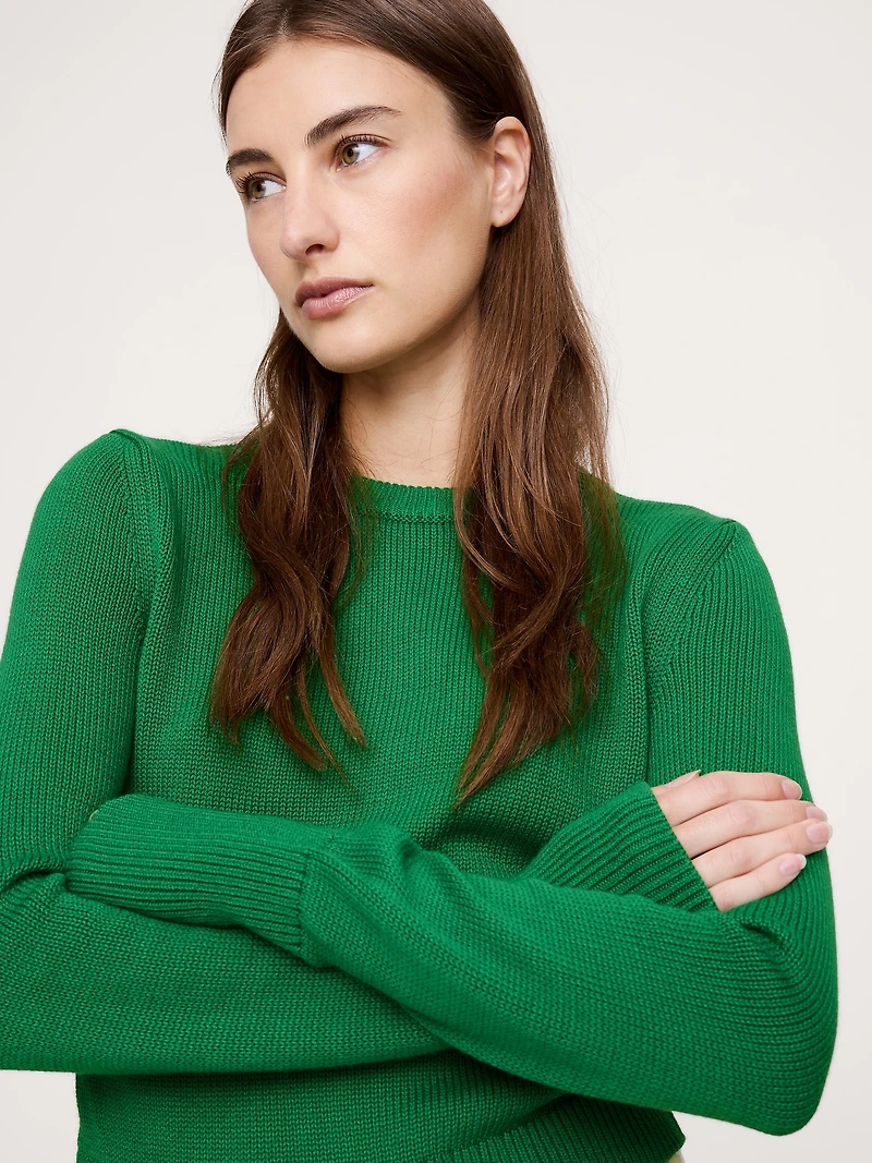 Cotton-Silk Crew-Neck Sweater