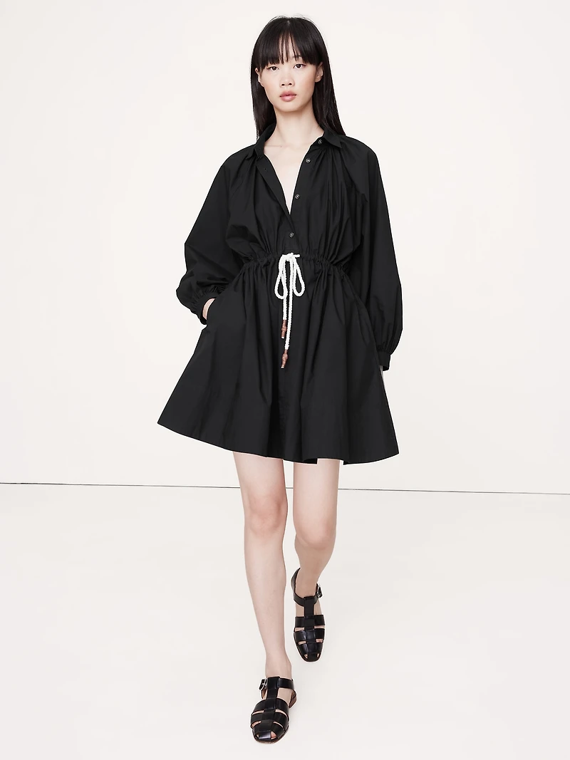 Cotton Poplin Mini Shirtdress