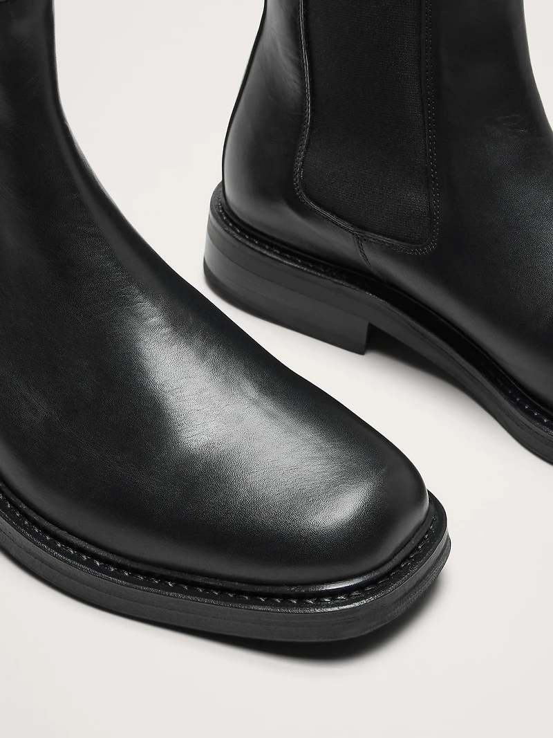 Leather Square-Toe Chelsea Boot