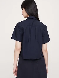 Boxy Cotton Poplin Short-Sleeve Shirt