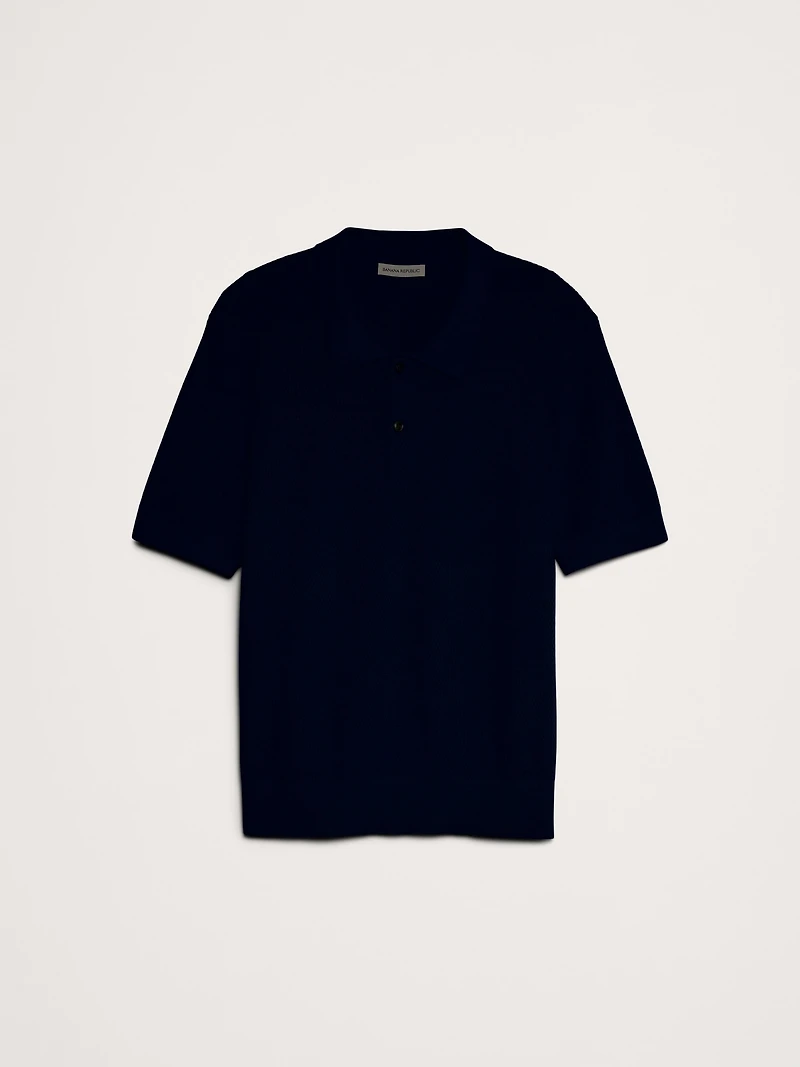 Cotton Mesh Sweater Polo