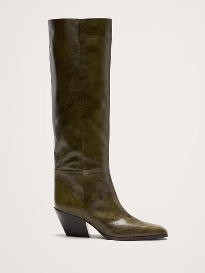 Italian Leather Knee-High Boot