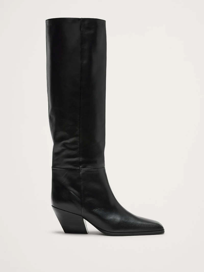 Italian Leather Knee-High Boot
