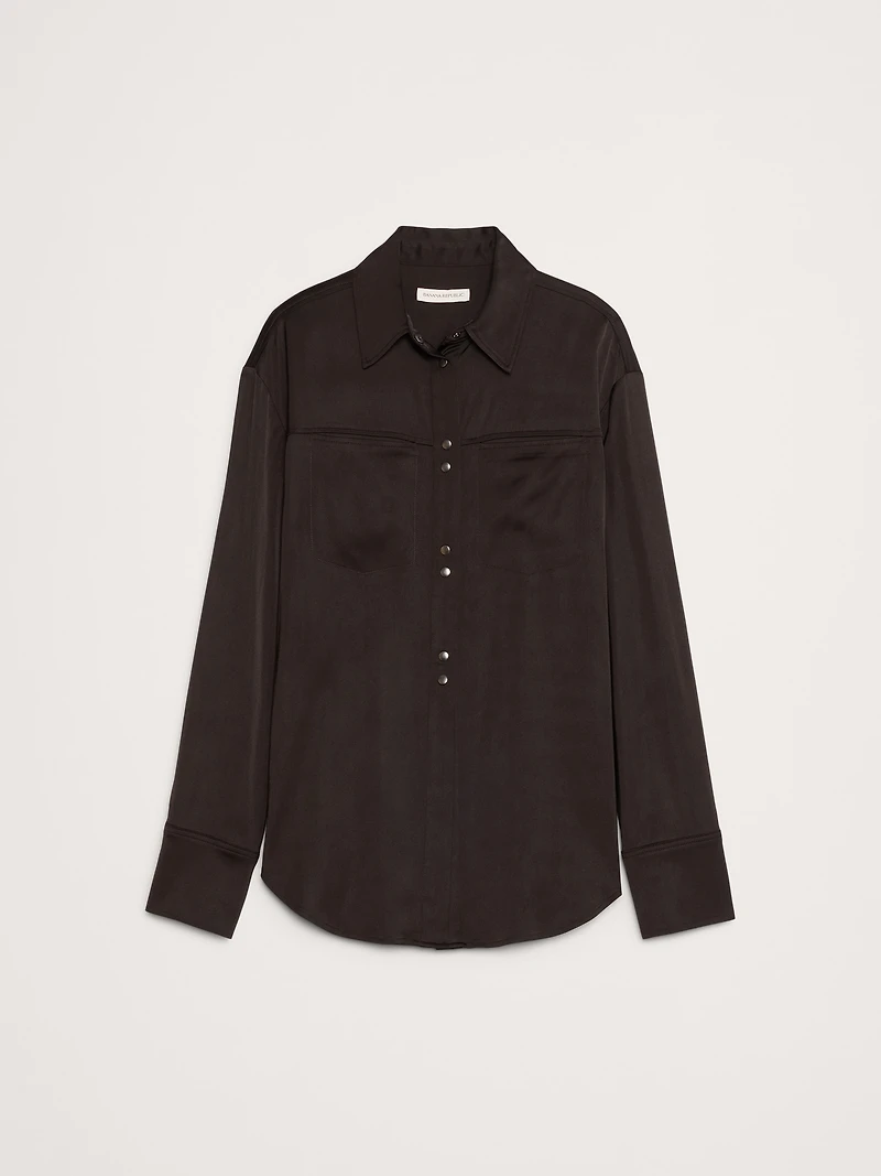 Oversized Stretch-Satin Shirt
