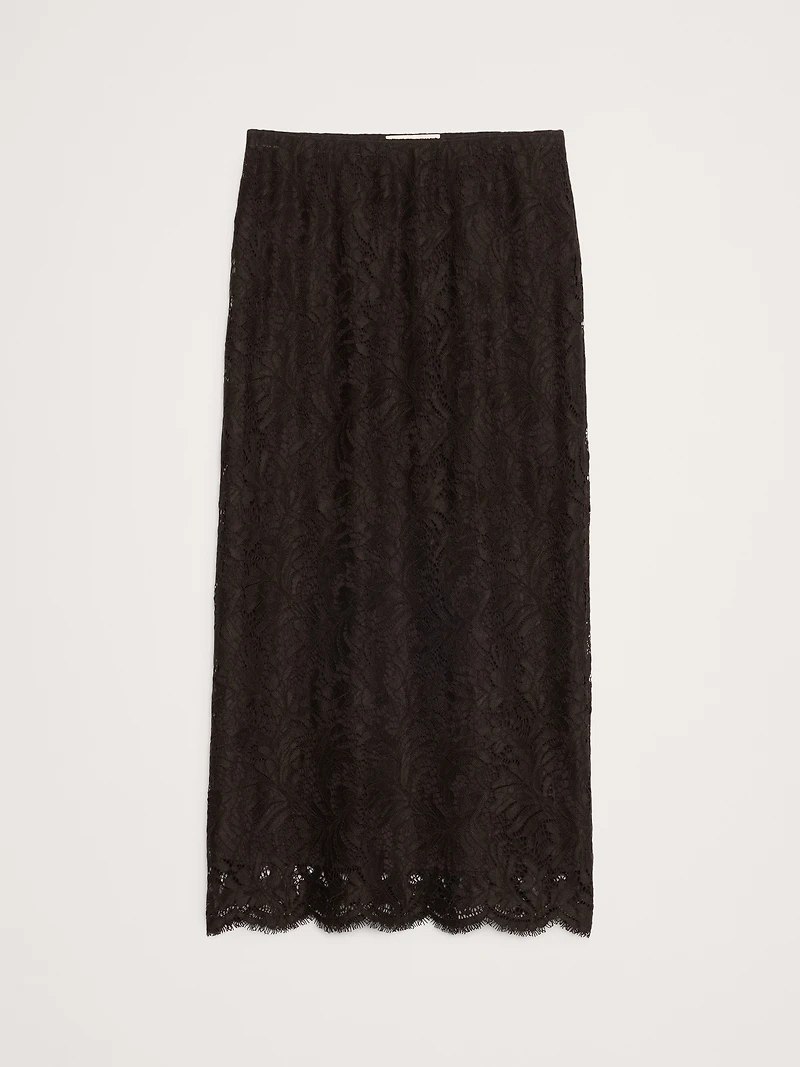 Stretch-Lace Midi Skirt