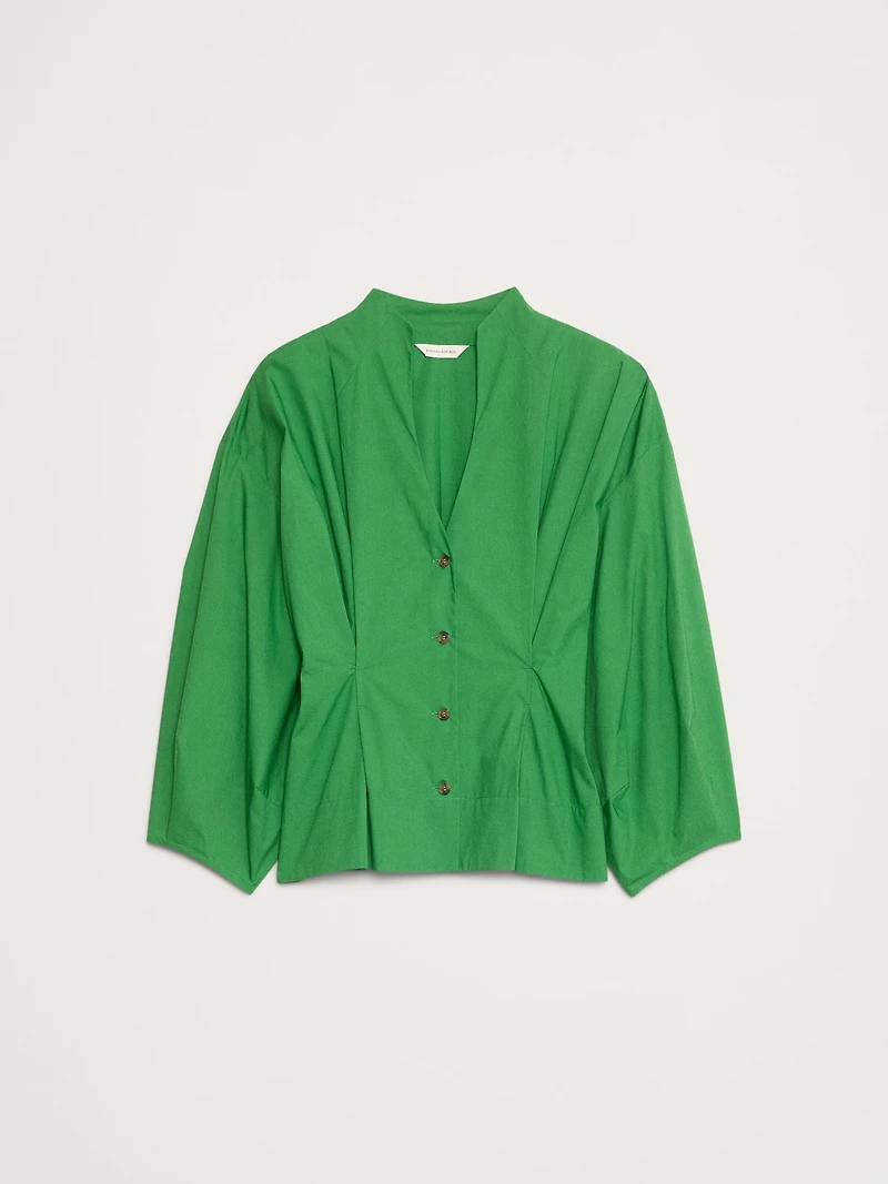 Cotton Poplin Cinched-Waist Shirt
