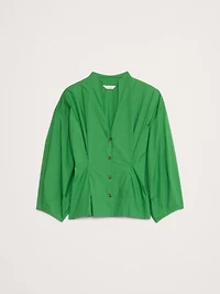 Cotton Poplin Cinched-Waist Shirt