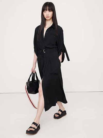 DRAPEY UTILITY SHIRT DRESS