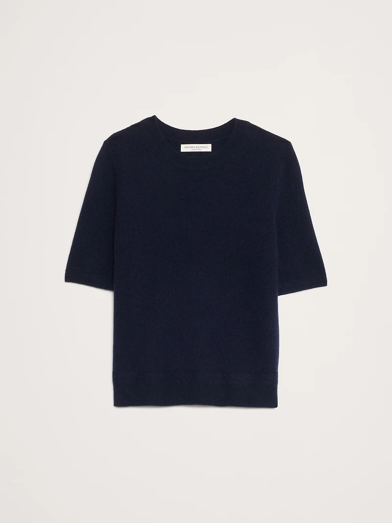 Lightweight Cashmere Short-Sleeve Sweater