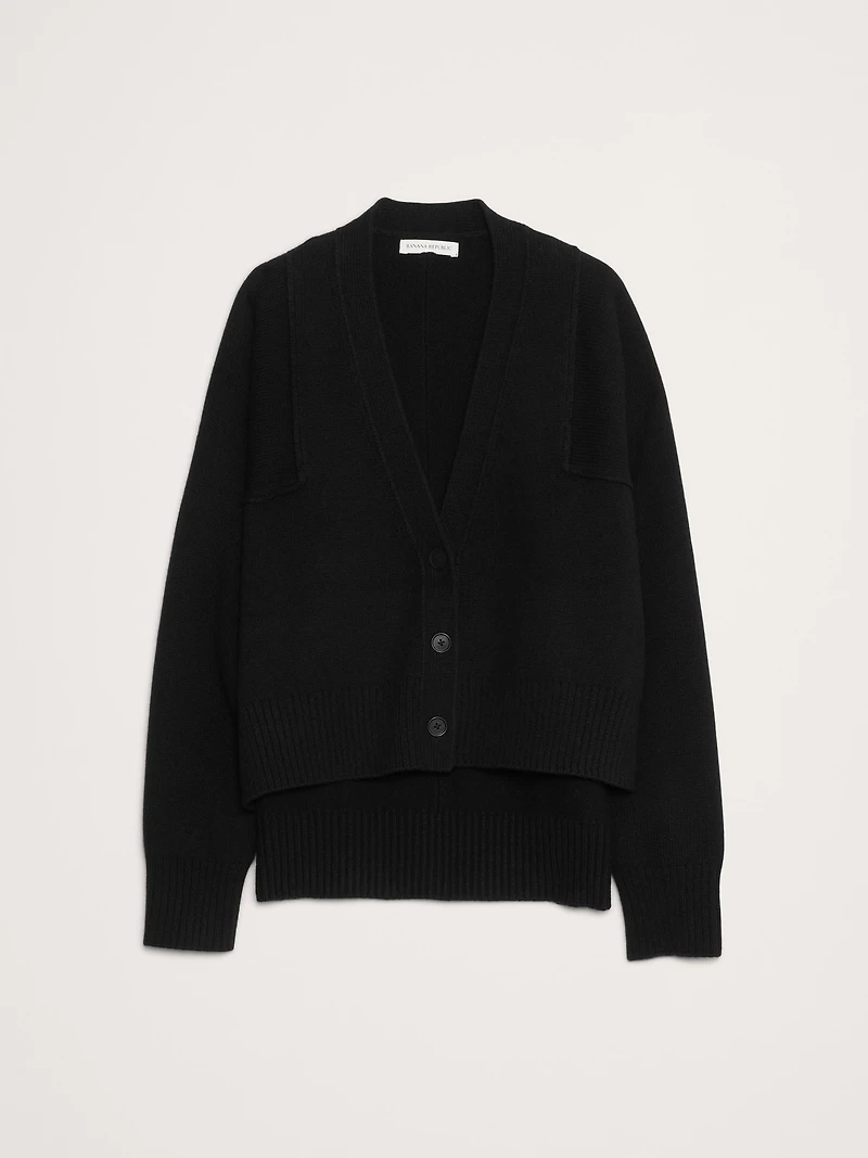 Oversized Merino-Cotton High-Low Cardigan