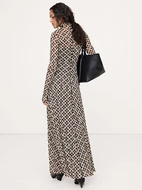 Mesh Long-Sleeve Maxi Dress