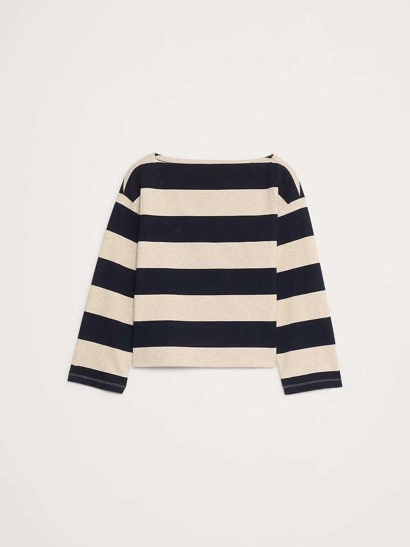 Relaxed Cotton Boat-Neck Top