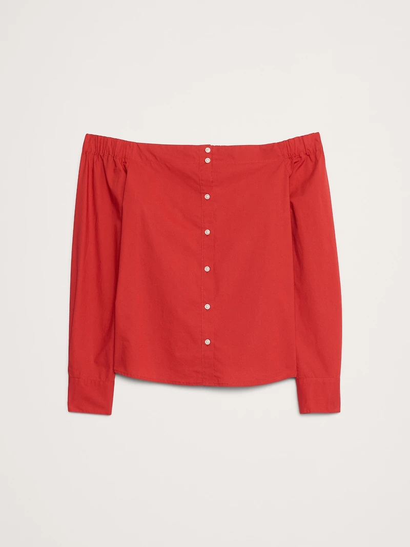 Cotton Poplin Off The Shoulder Top