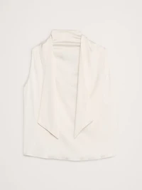 Stretch-Satin Tie-Neck Top