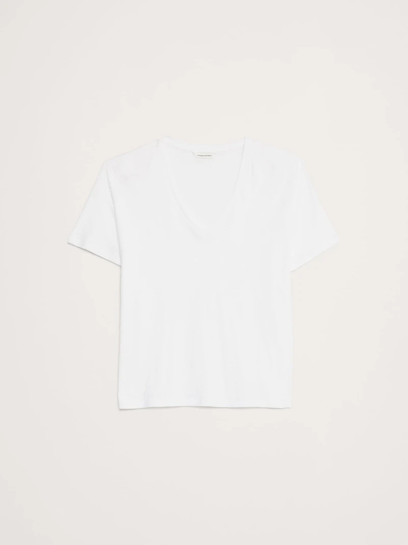 Oversized Cotton-Silk V-Neck T-Shirt