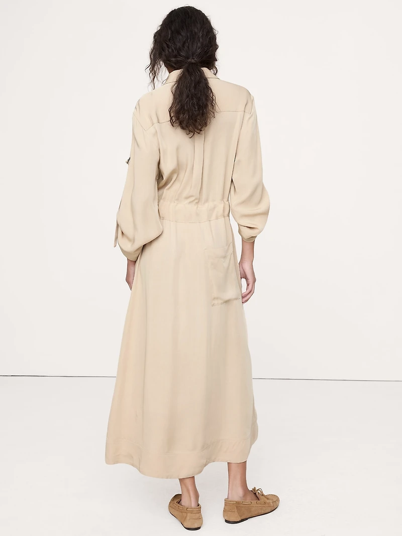 DRAPEY UTILITY SHIRT DRESS