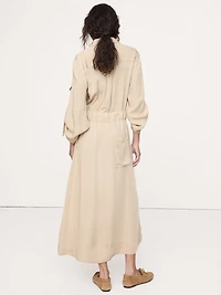 DRAPEY UTILITY SHIRT DRESS