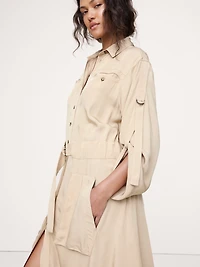 DRAPEY UTILITY SHIRT DRESS