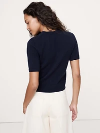 Lightweight Cashmere Short-Sleeve Sweater