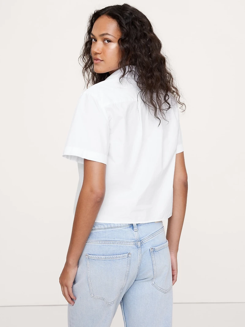 Boxy Cotton Poplin Short-Sleeve Shirt